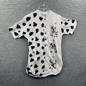 Vintage Printemps Shirt Mens One Size White Black Cow Print Novelty Buttons 90s